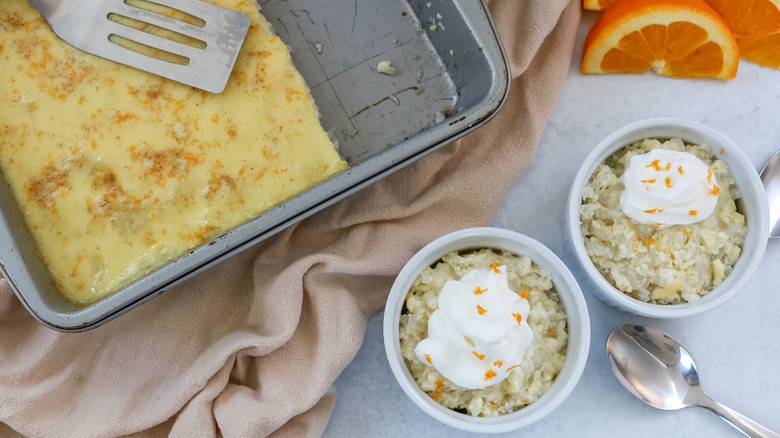 baked rice pudding in bowls