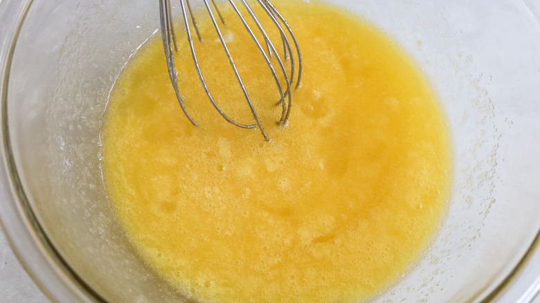 whisking eggs and sugar