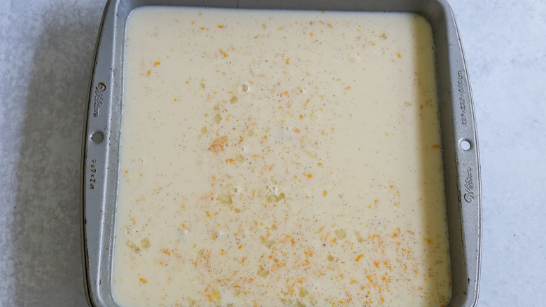 rice pudding mixture in pan