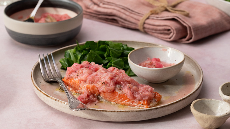 salmon with ginger rhubarb sauce