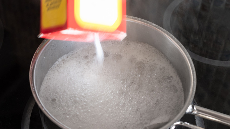 baking soda added to boiling water