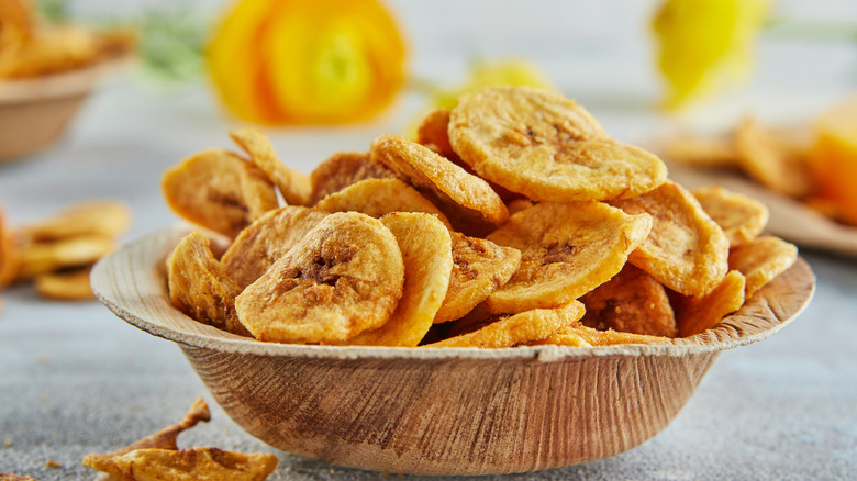 Banana chips in a bowl