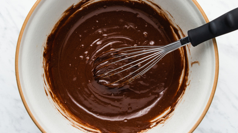 chocolate brownie batter in bowl