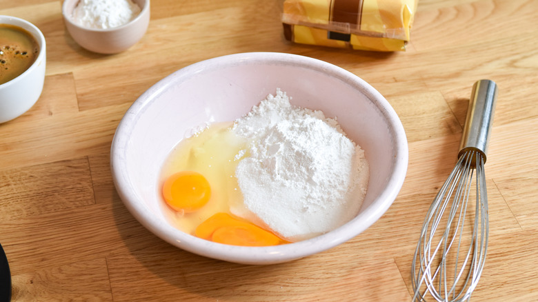 mixing cornstarch eggs sugar salt