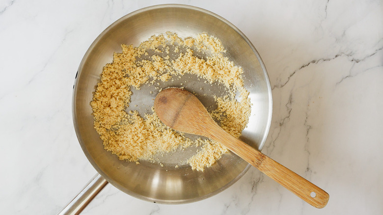 Panko breadcrumbs in a pan