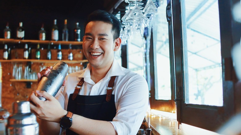 Man mixing a drink