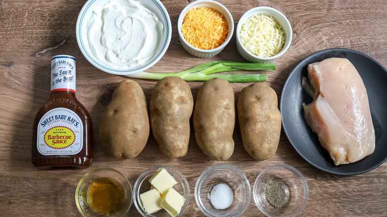 twice-baked potato ingredients on a table