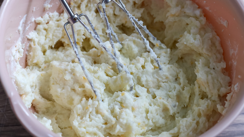 potato filling being mixed together