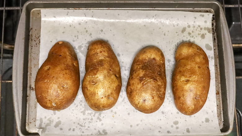 baked potatoes on a sheet pan