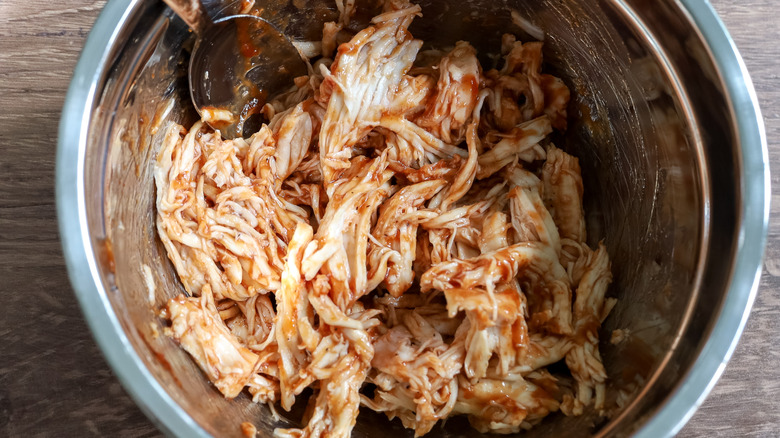 barbecue chicken shredded in a bowl