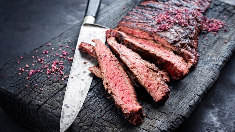 bavette steak on cutting board