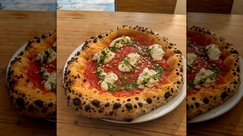 Overhead view of a margherita pizza from Sartoria Panatieri