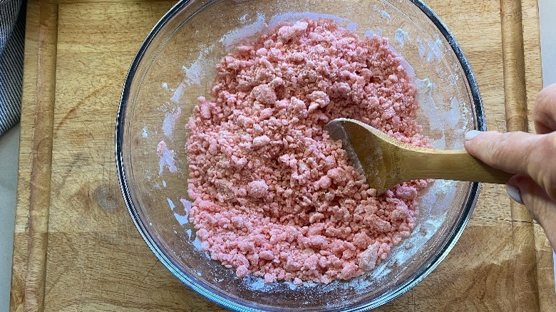 dough mixture in glass bowl