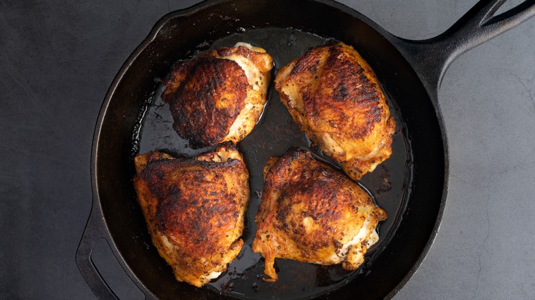 browning chicken in pan