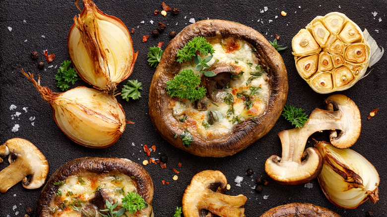 Portobello mushrooms with cheese