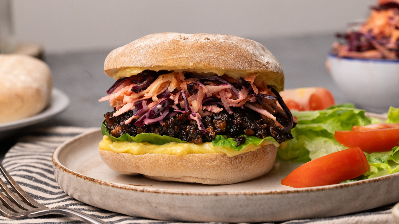 BBQ Mushroom Sandwich With Carrot-Apple Slaw And Homemade Aioli Recipe