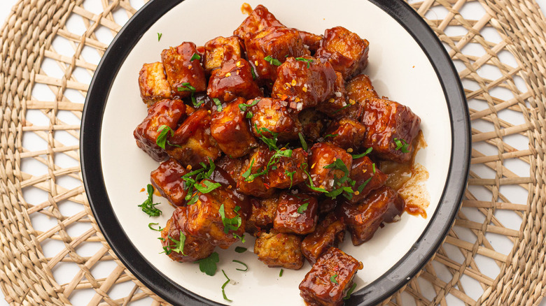 bbq tofu on plate