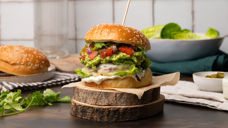 beef and bean nacho burger