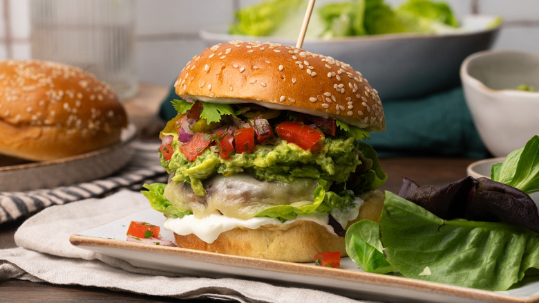 beef and bean nacho burger