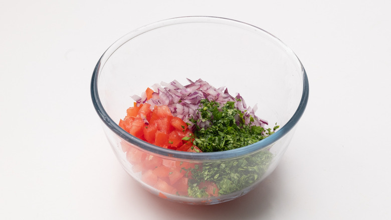 preparing pico de gallo 