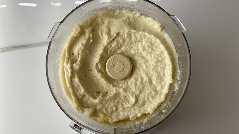 pureed cauliflower in food processor