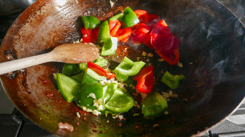 veggies in a wok 