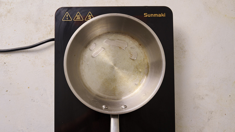 Heating oil in small skillet