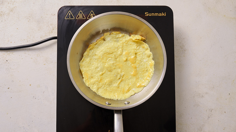 Cooking egg in skillet