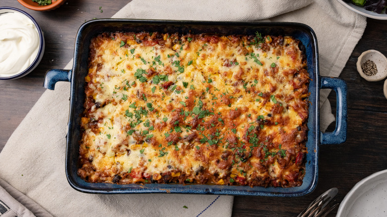 Beefy cheesy Mexican casserole 