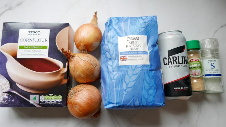 ingredients for beer-battered onion rings