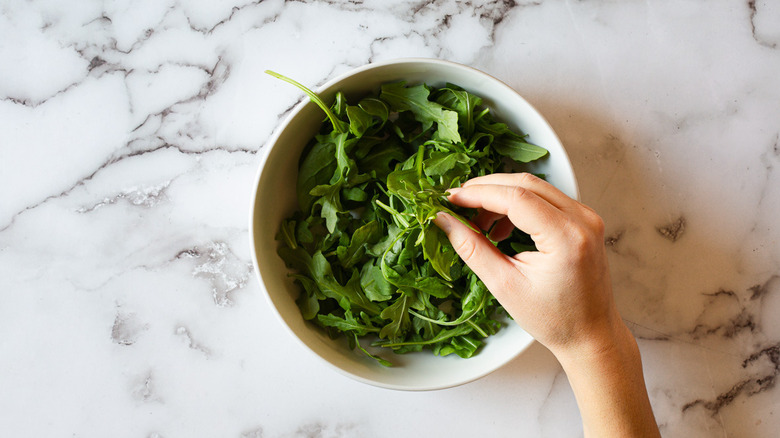 arugula in bowl