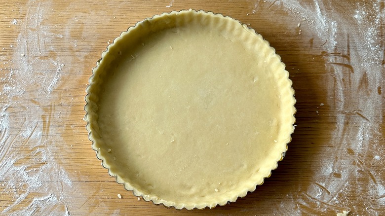 crust dough in fluted tart pan