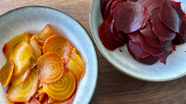 roasted thinly sliced beets