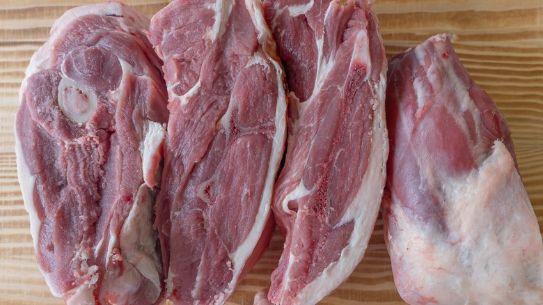 Lamb shoulder on worktop