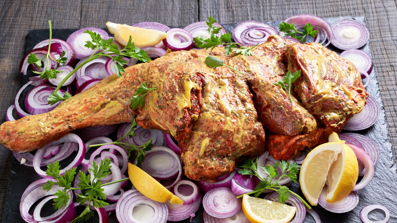 Lamb shoulder with mustard