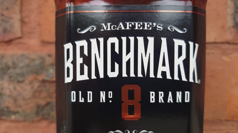 Benchmark label close up