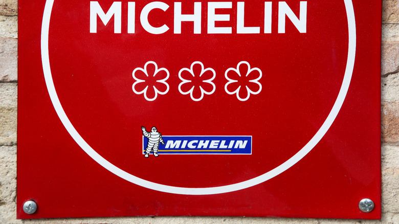 three-star Michelin plaque adorning wall