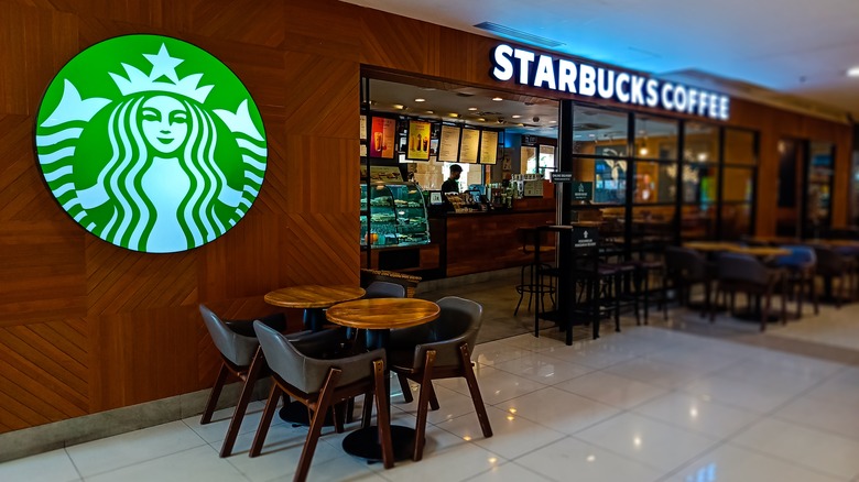 Starbucks exterior is shown