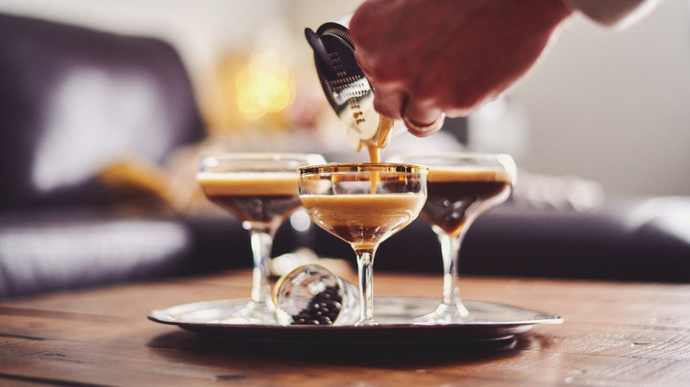 bartender pouring an espresso martini