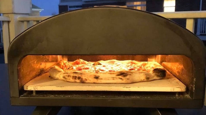 Pizza inside oven