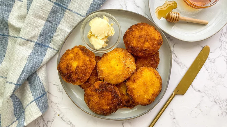 cornbread balls with butter