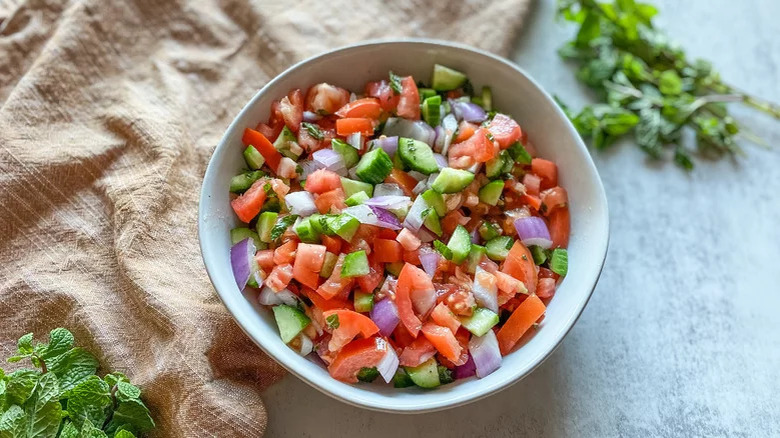 cucumber tomato and onion