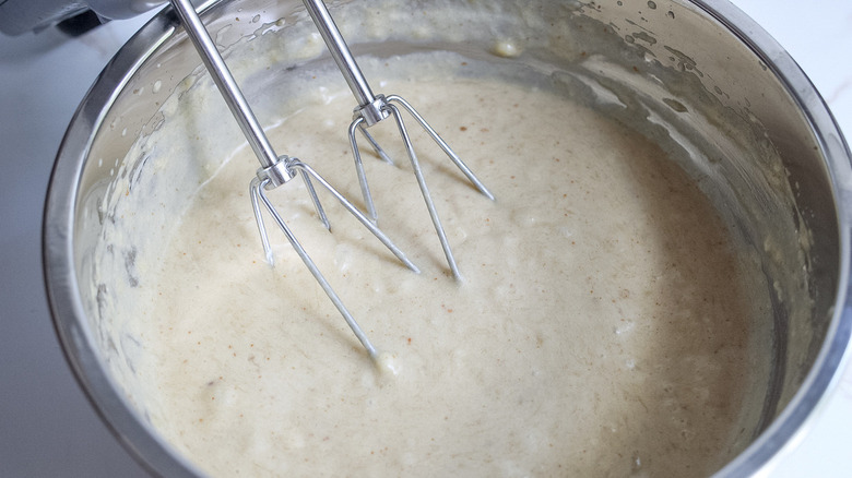 banana bread batter in bowl