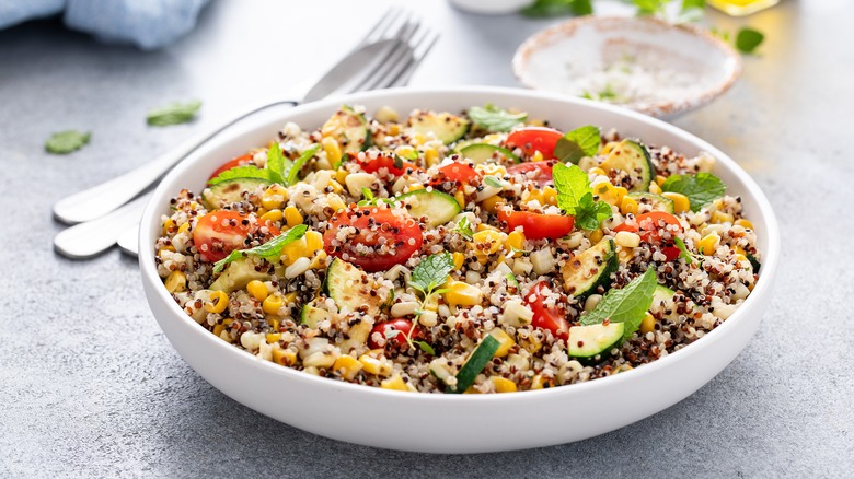 warm quinoa, tomato, and corn salad