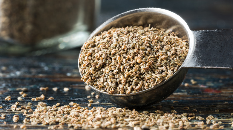 Celery seeds spilling from bowl