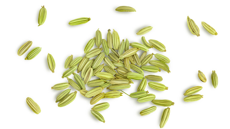 Fennel seeds on white background