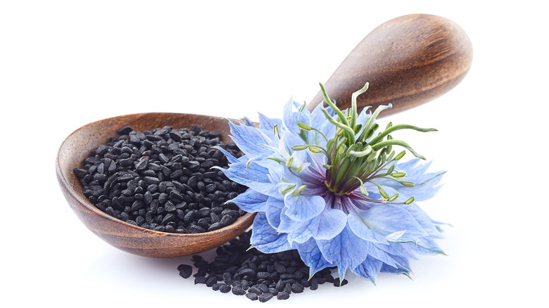 Nigella flower and seeds