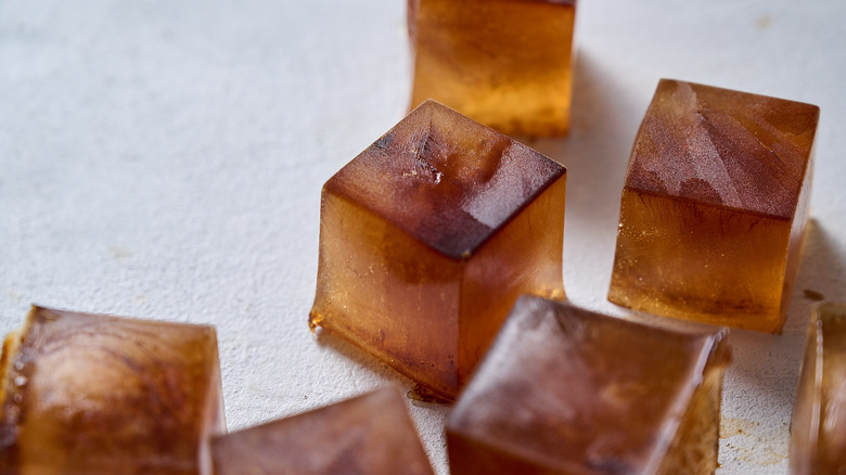 coffee ice cubes on table