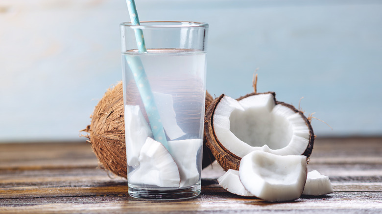 coconut water in glass