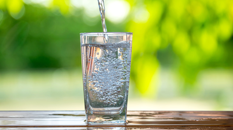 Tonic water poured into glass